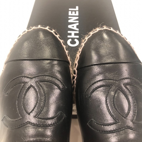 100% AUTHENTIC CHANEL ESPADRILLES BLACK SIZE 7 - Authentic - Picture 2 of 6